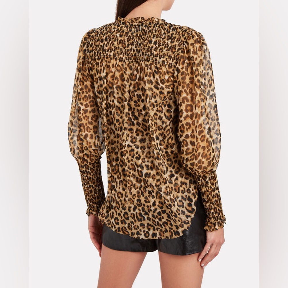 VERONICA BEARD Animal Print Jaz Leopard Print Silk Blouse EUC - Picture 7 of 9